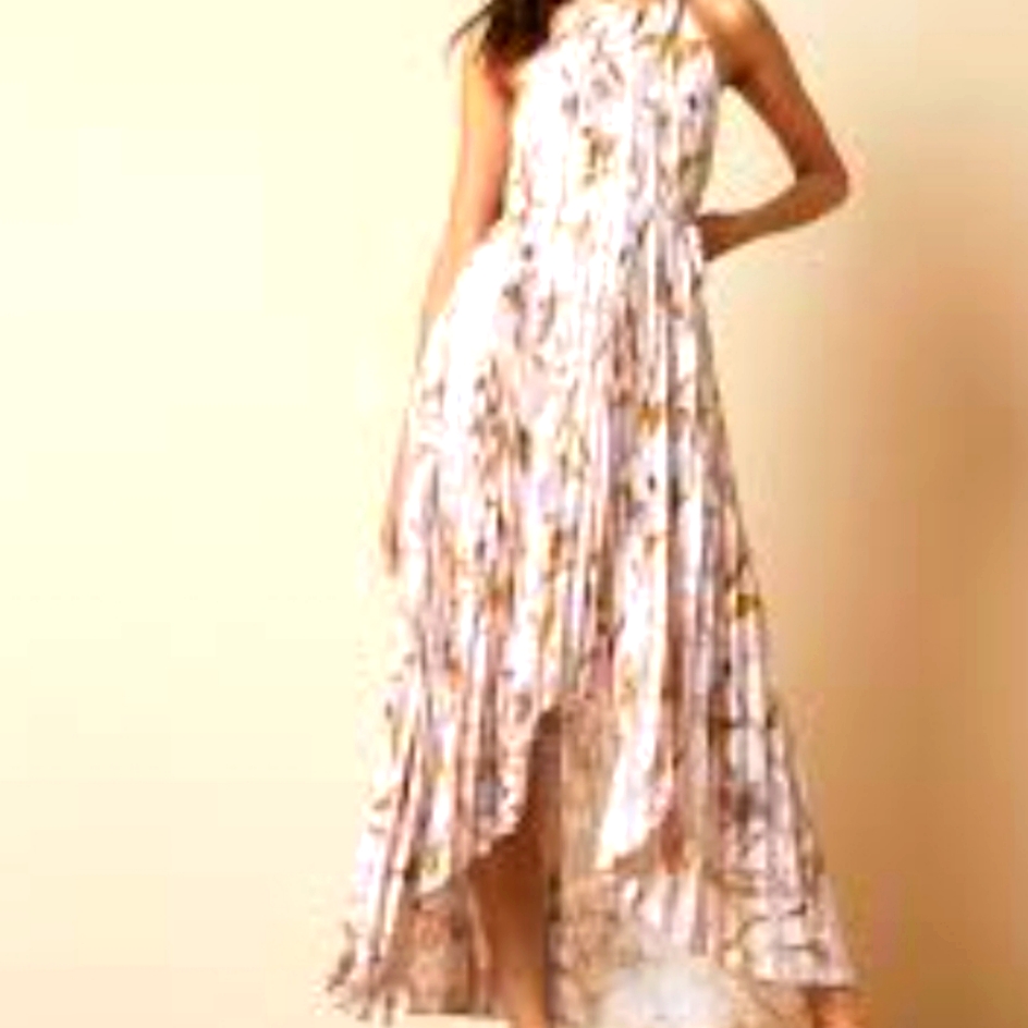 Pink Floral Hi Low Maxi Dress Size 4